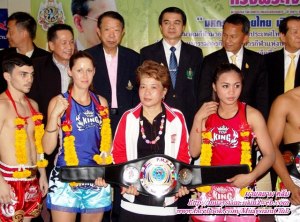 Press conference for the recent King's Birthday event—Theresa was originally matched to fight Thailand's Sawsing Sor Sopit