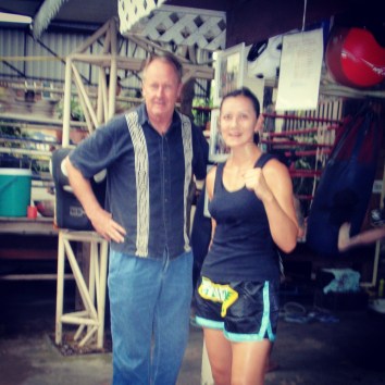 A slightly blurry shot of Kevin and I at Eminent Air Boxing gym last week.